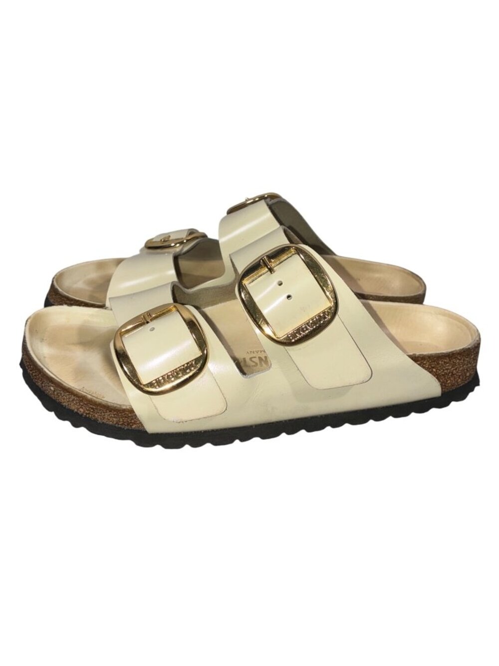 Birkenstock Arizona Big Buckle Two strap Sandals High Shine Ecru Size EU 40 - Picture 3 of 14